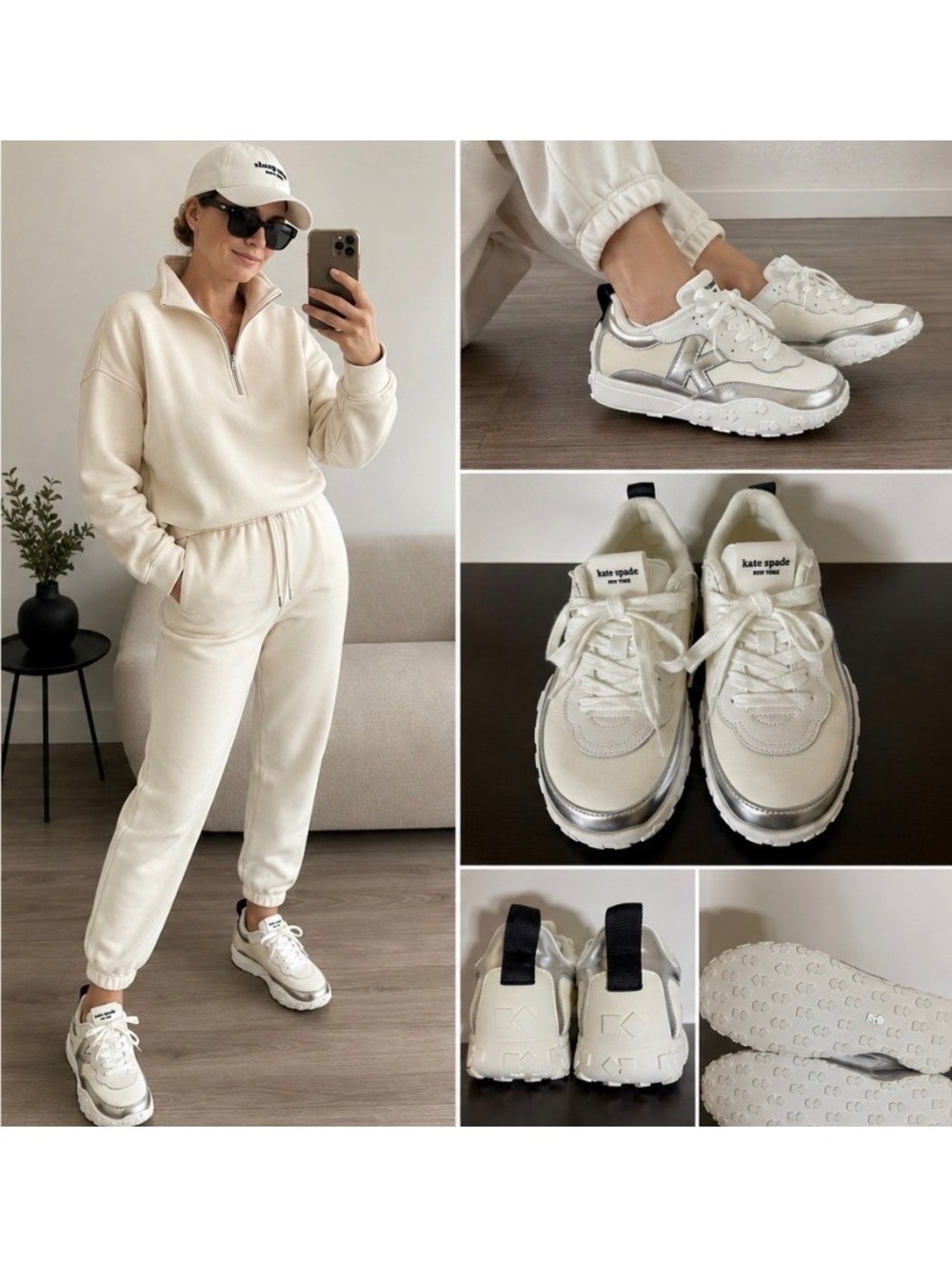 Kate Spade K As In Kate Lace Up Sneakers Women 9.5 White Silver